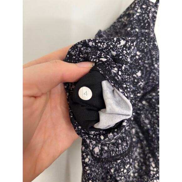 Lululemon Pants Womens 4 Wunder Under Leggings Splatter White Black High Rise - Picture 4 of 4